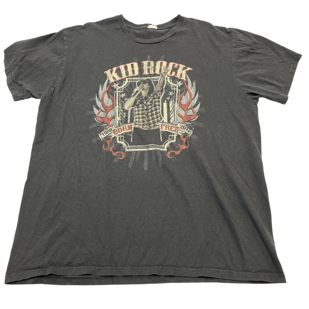 Kid Rock Tour T Shirt 2XL 2011 Born Free Tour Black Short Sleeve Concert Rock